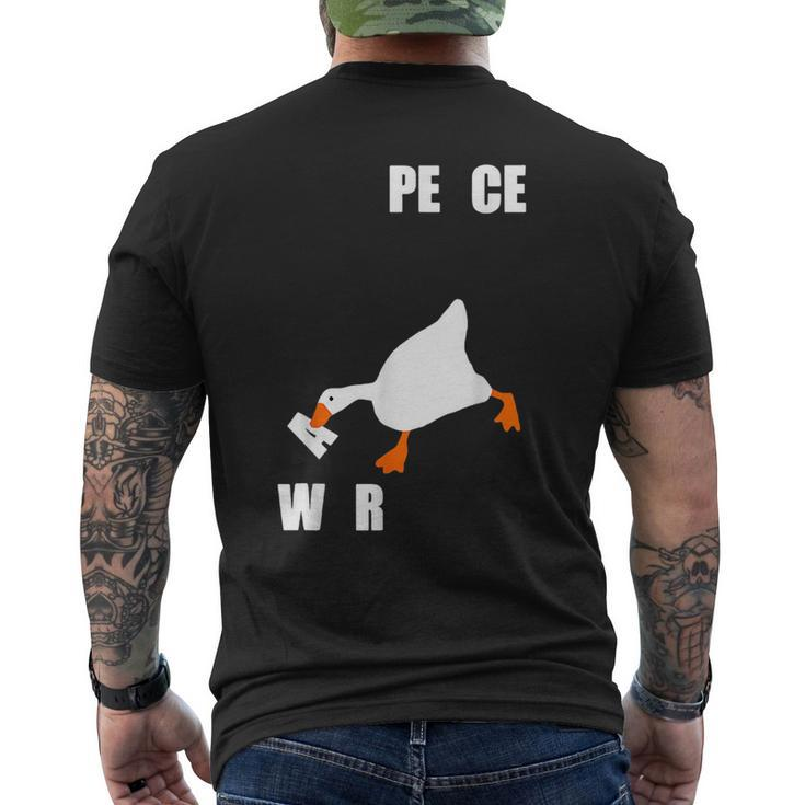 Funny Goose Peace Not War Vaporwave White Bird Geese Joke  Mens Back Print T-shirt