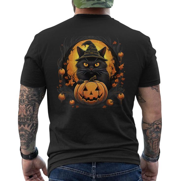 Halloween Cat Costume Pumpkin Cat Black Cat Halloween Men s T shirt Back Print Seseable UK