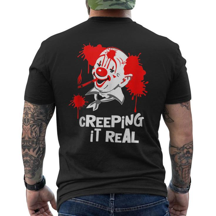 Funny Halloween Scary Clown Halloween Creeping Real Costume  Mens Back Print T-shirt