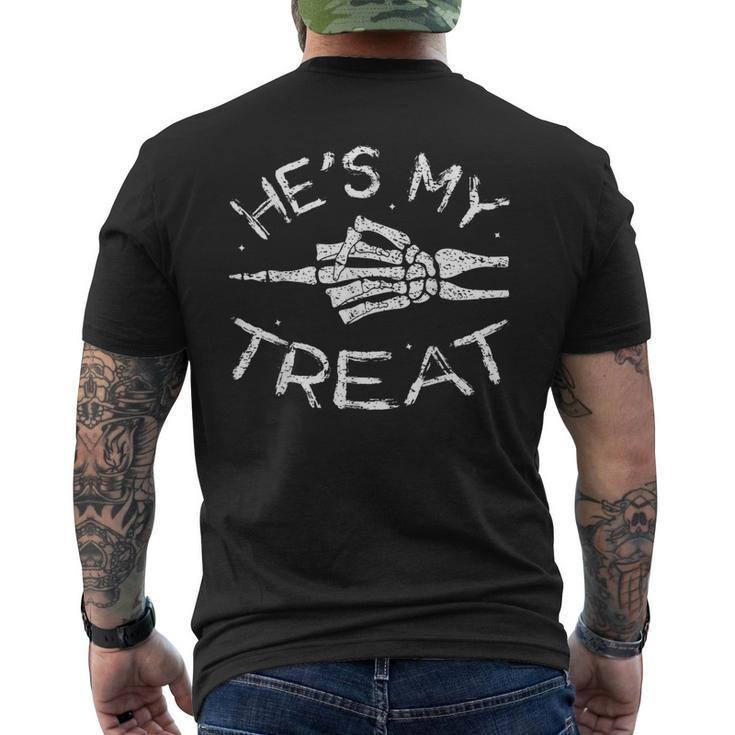He's My Treat Skeleton Halloween Couples Easy Costume Men's T-shirt Back Print