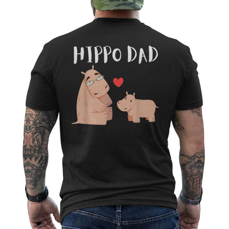 Funny Hippo Dad Fathers Day Kids Animals Family Hippopotame Mens Back Print T-shirt