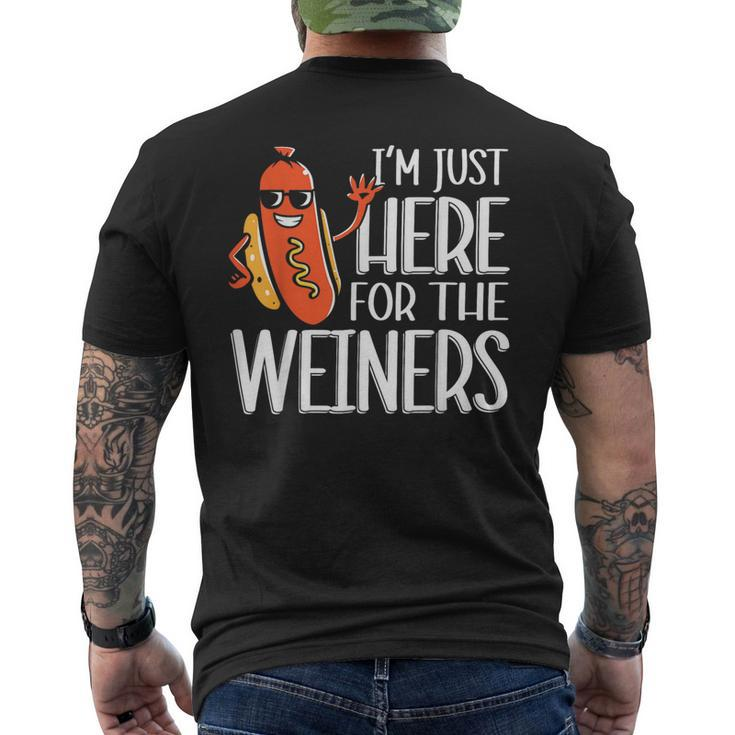 Funny Hot Dog Im Just Here For The Wieners 4Th Of July  Mens Back Print T-shirt