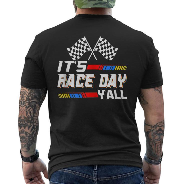 Funny Its Race Day Yall Checkered Flag Racing Track Racing Funny Gifts Mens Back Print T-shirt
