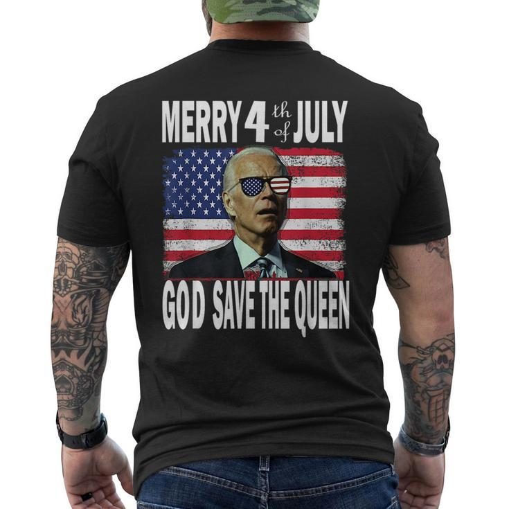 Funny Joe Biden Merry 4Th July Confused God Save The Queen  Men's Crewneck Short Sleeve Back Print T-shirt