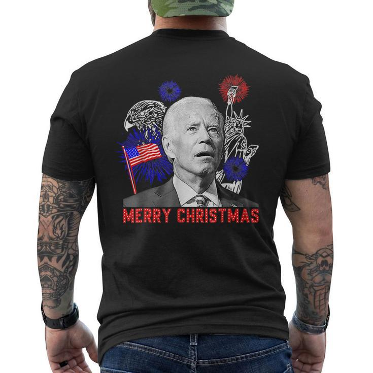 Funny Joe Biden Merry Christmas In July Usa Flag 4Th Of July  Usa Funny Gifts Mens Back Print T-shirt