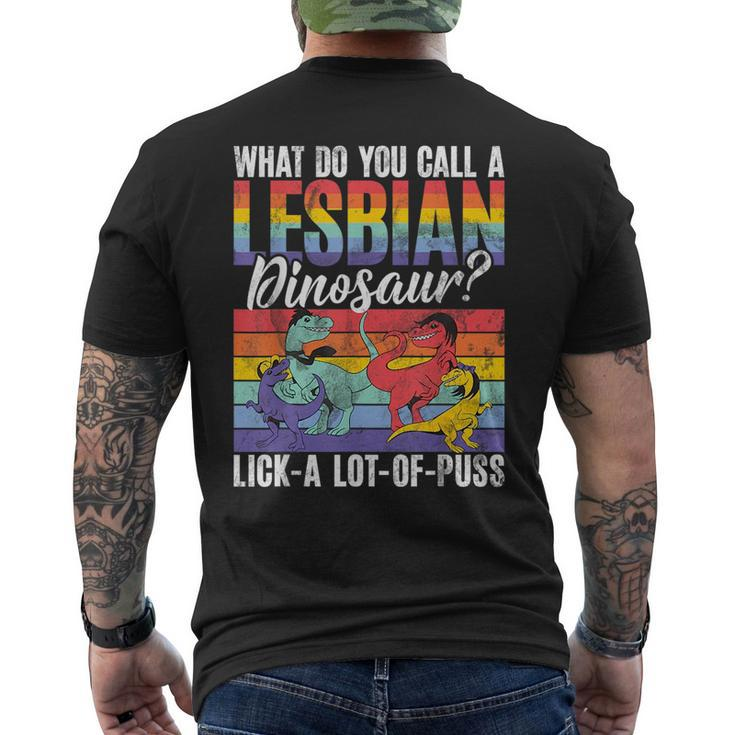 Funny Lesbian Dinosaur Joke Lesbian  Mens Back Print T-shirt