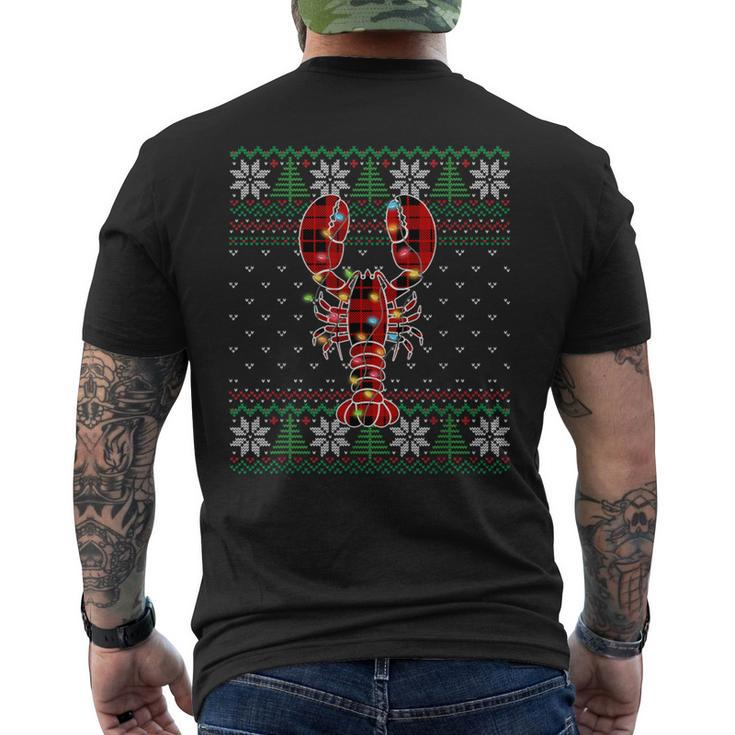 Lobster Ugly Sweater Christmas Animals Lights Xmas Men's T-shirt Back Print