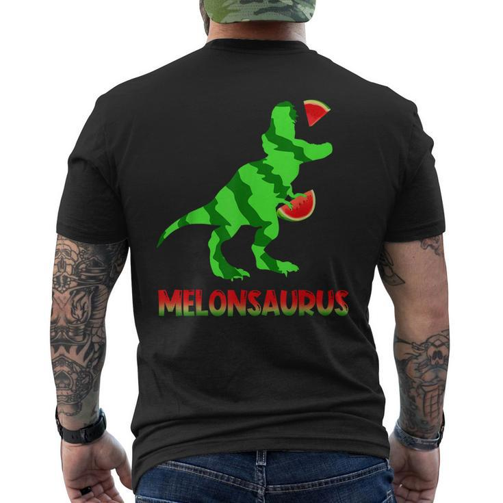 Funny Melonsaurus Watermelon Dinosaur T Rex Summer Vacation  Mens Back Print T-shirt