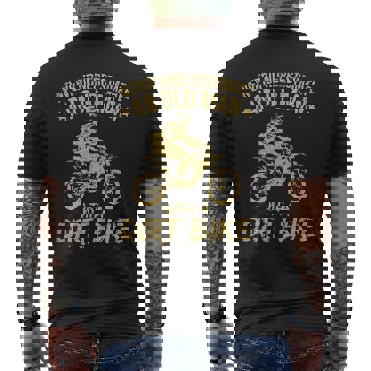 Funny Motocross Never Underestimate Mens Back Print T-shirt