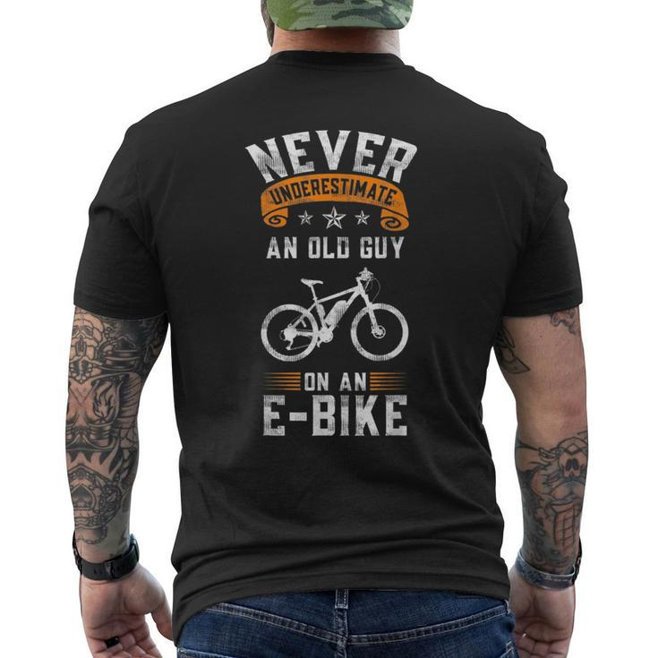 Funny Never Underestimate An Old Man On An E Bike Mens Back Print T-shirt