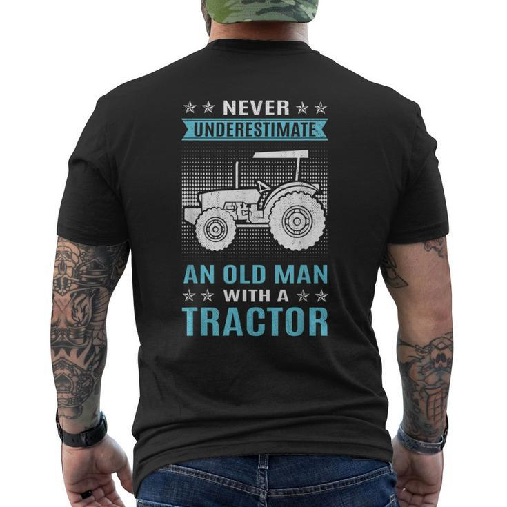Funny Never Underestimate An Old Man  Tractor Tractor Mens Back Print T-shirt