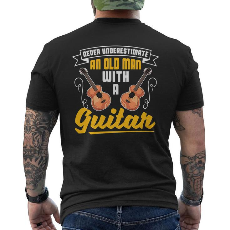 Funny Never Underestimate An Old Man With A Guitar Mens Back Print T-shirt