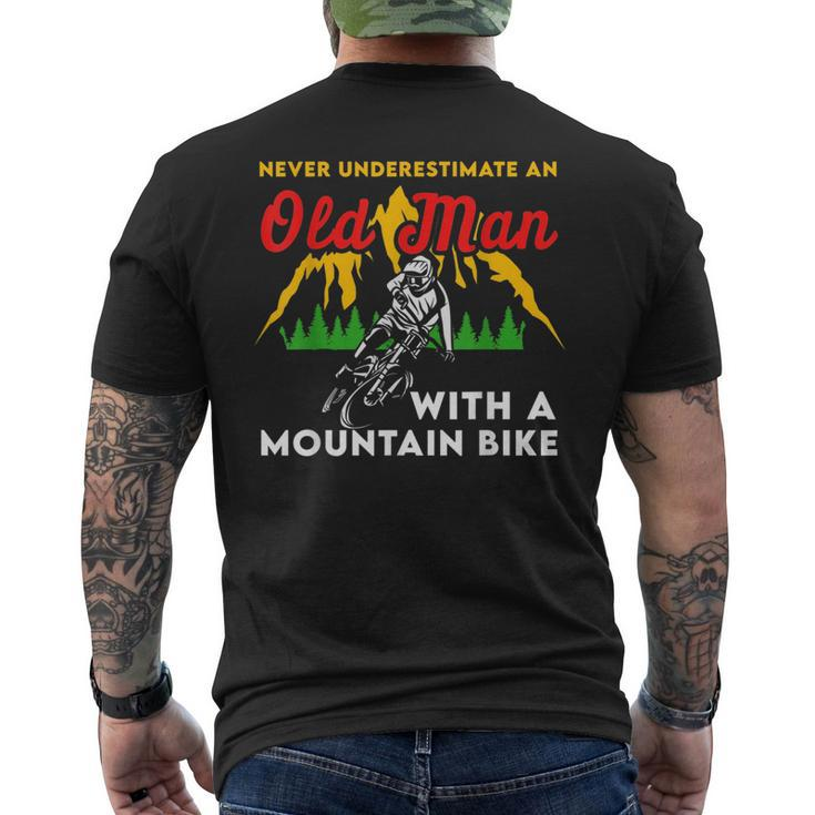 Funny Never Underestimate An Old Man With A Mountain Bike Mens Back Print T-shirt