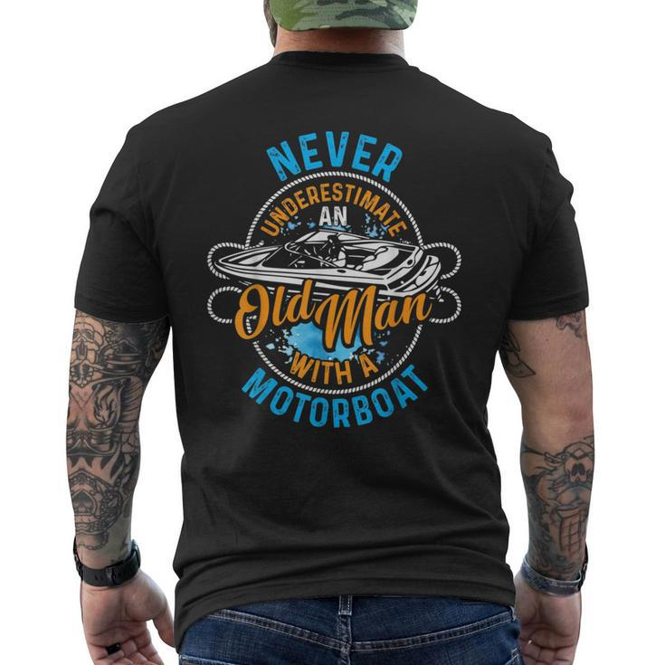 Funny Never Underestimate An Old Man With Motorboat Gift For Mens Mens Back Print T-shirt