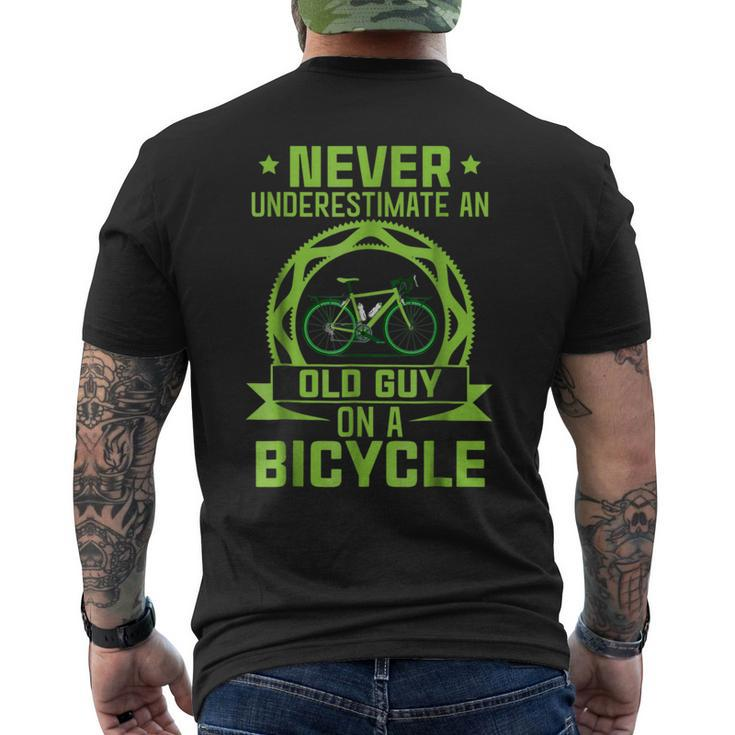 Funny Never Underestimate Old Guy On Bicycle Cycling Cycling Funny Gifts Mens Back Print T-shirt