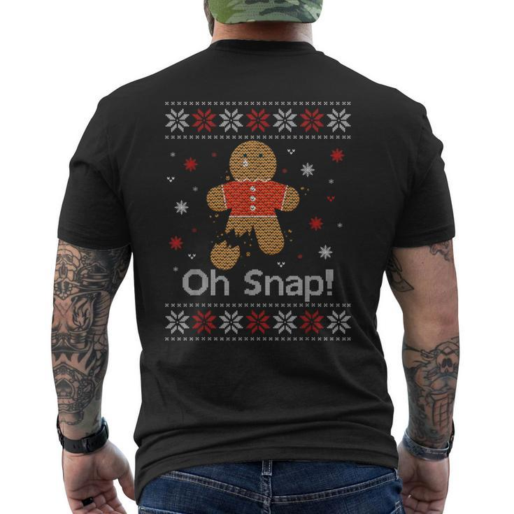 Oh No Snap Gingerbread Ugly Sweater Christmas Men's T-shirt Back Print