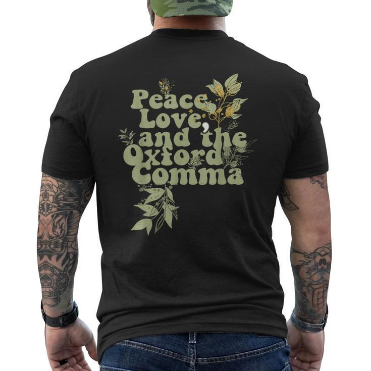 Oxford Comma Peace Love And The Oxford Comma Grammar Men's T-shirt Back Print