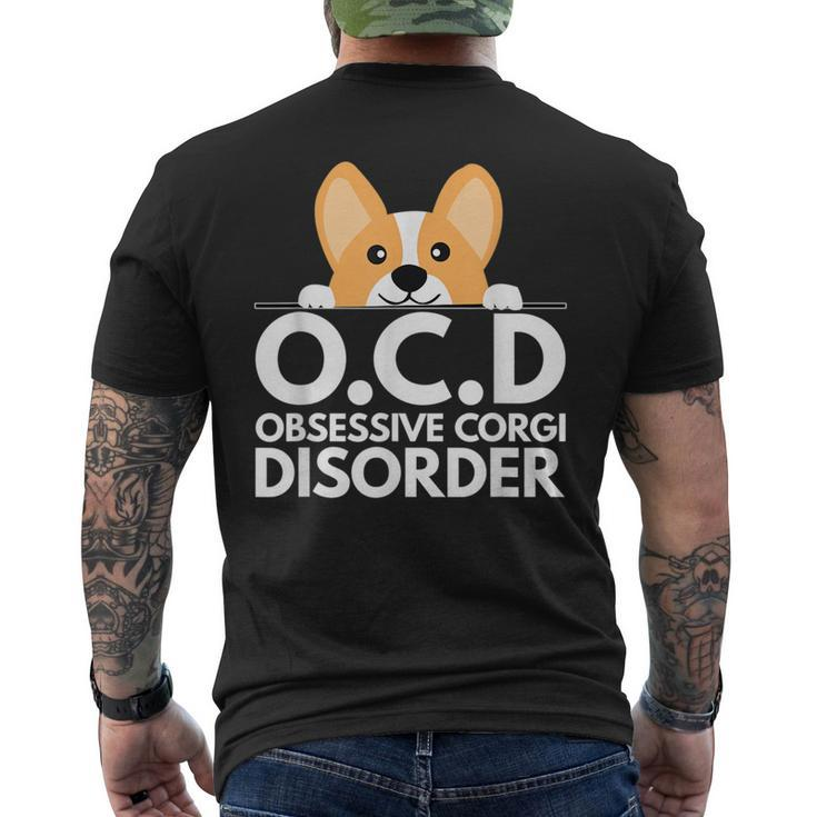 Funny Pun Dog Lover Obsessive Corgi Disorder  Mens Back Print T-shirt