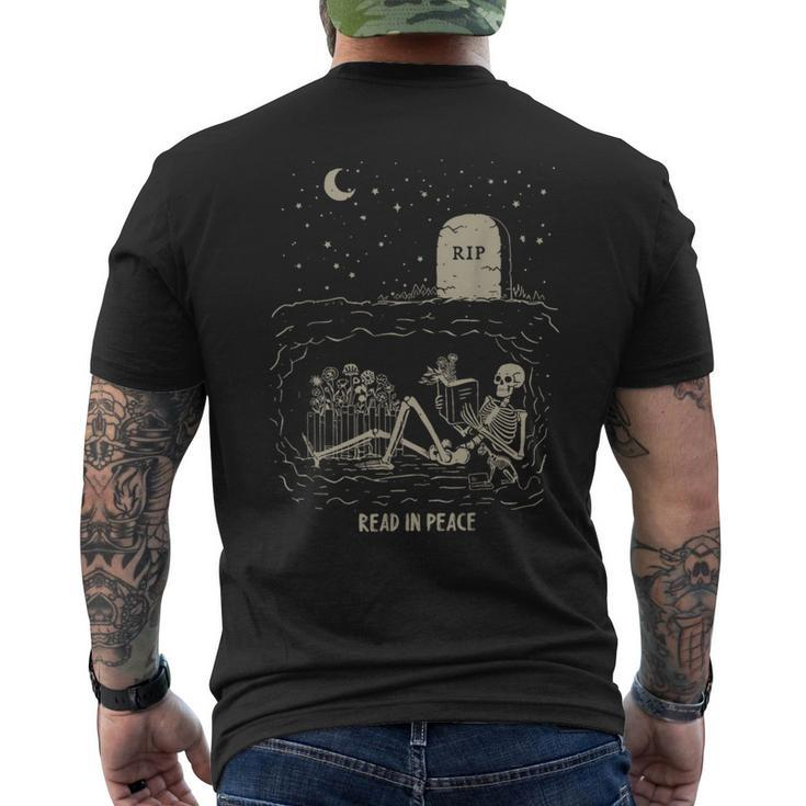Read In Peace Skeleton Halloween Read Banned Books Men's T-shirt Back Print