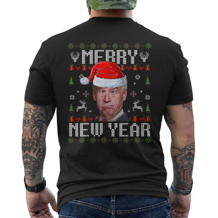 Santa Joe Biden Happy New Year Ugly Christmas Sweater Men's T-shirt Back Print