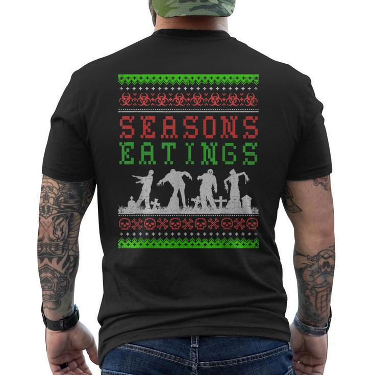 Seasons Eatings Zombie Ugly Christmas Sweater Men's T-shirt Back Print