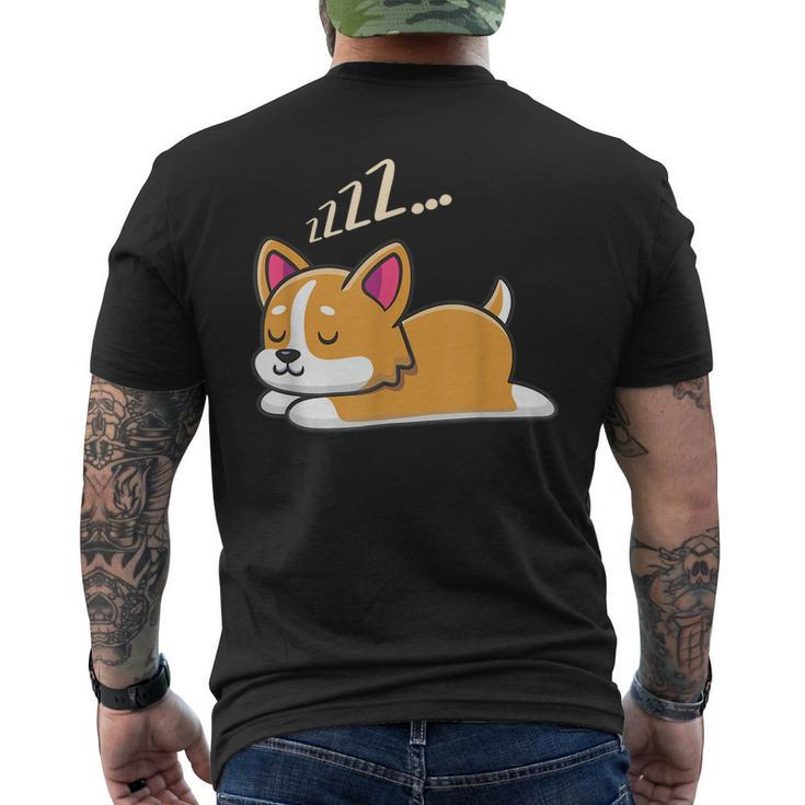 Funny Sleeping Fur Baby Cute And Intelligent Dogs Corgis  Mens Back Print T-shirt