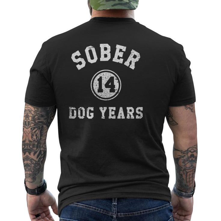 Funny Sober Gift Sober 14 Dog Years Anti Drug And Alcohol  Mens Back Print T-shirt