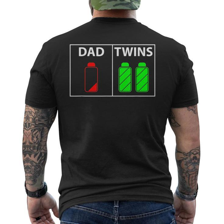 Funny Twin Dad Low Battery Power Twins Fathers Day Gift Gift For Mens Mens Back Print T-shirt