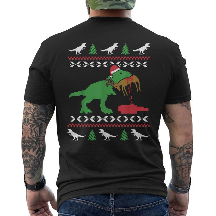 Ugly Christmas Sweater Trex Reindeer Ugly Xmas T-Rex Men's T-shirt Back Print
