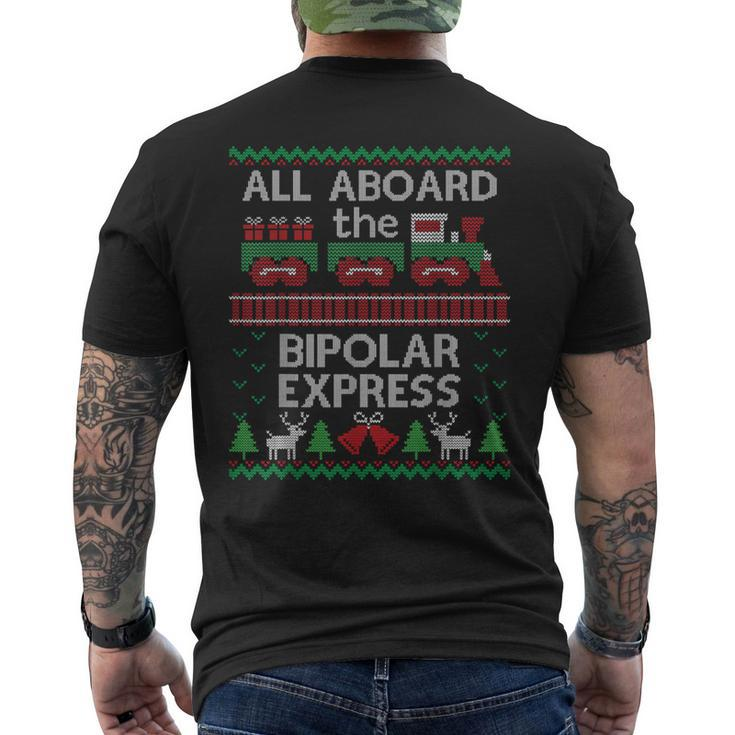 Ugly Sweater Bipolar Express Christmas Train Men's T-shirt Back Print