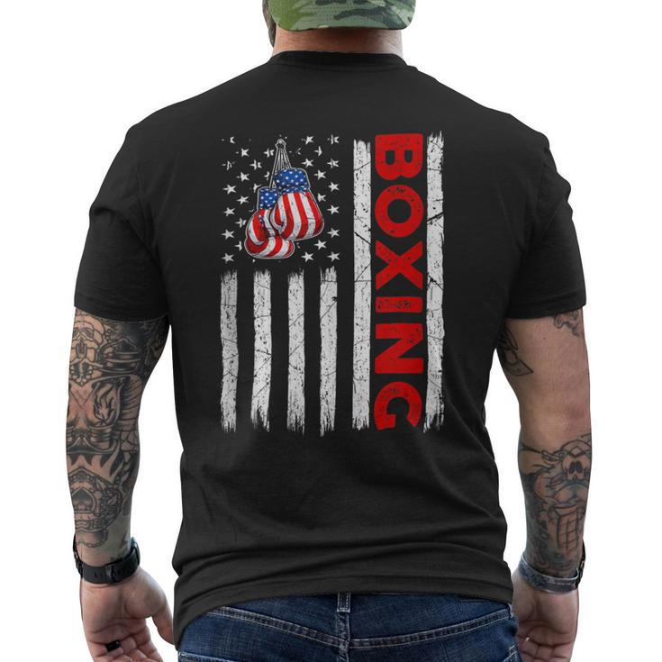 Funny Usa American Flag Boxing Patriotic 4Th Of July Mens Back Print T-shirt