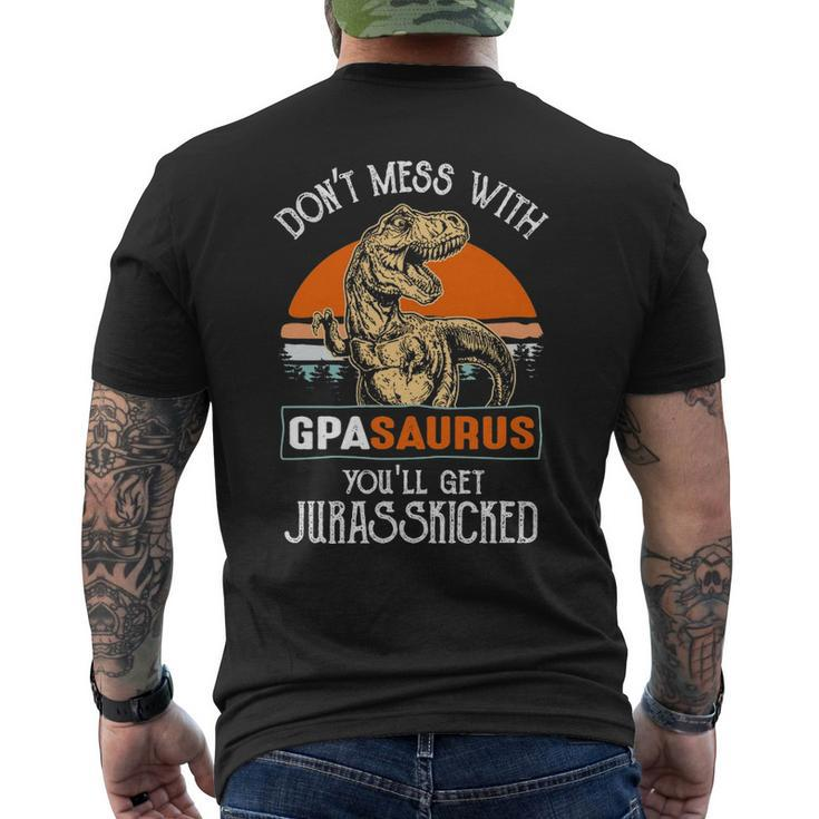 G Pa Grandpa Gift Dont Mess With Gpapasaurus Mens Back Print T-shirt