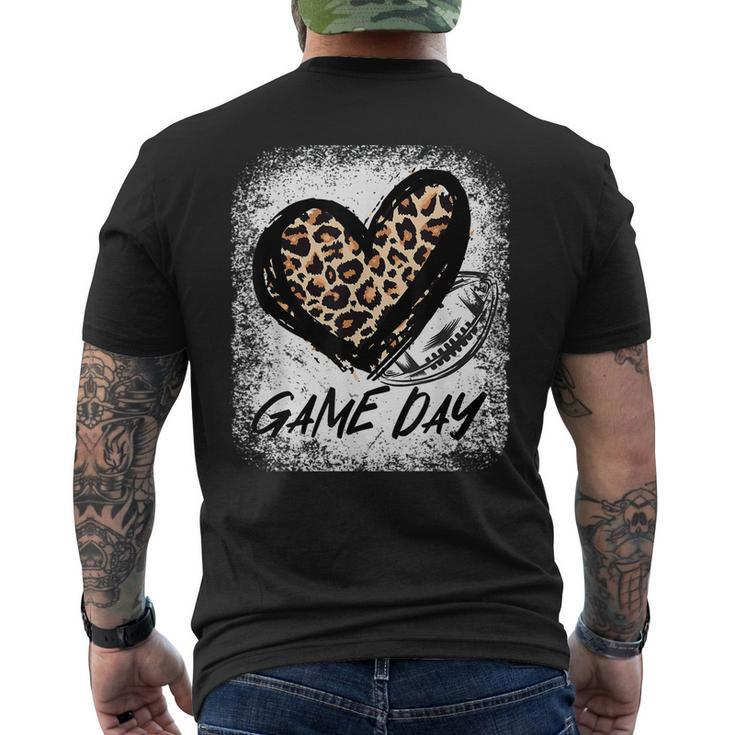 Game Day Football Leopard Print Heart Style Football Lovers Men's T-shirt Back Print