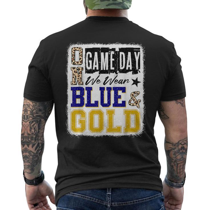On Gameday Football We Wear Blue And Gold School Spirit Men's T-shirt Back Print
