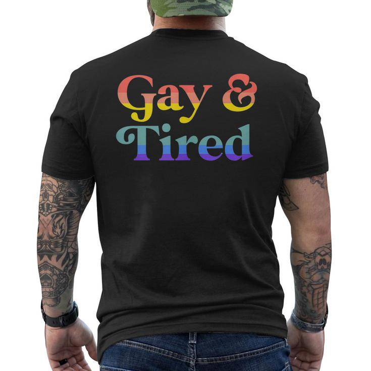 Gay And Tired Lgbtqia Retro Aesthetic Lesbian Pride Flag  Mens Back Print T-shirt