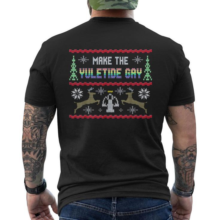 Gay Christmas Yuletide Ugly Sweater Party Men's T-shirt Back Print