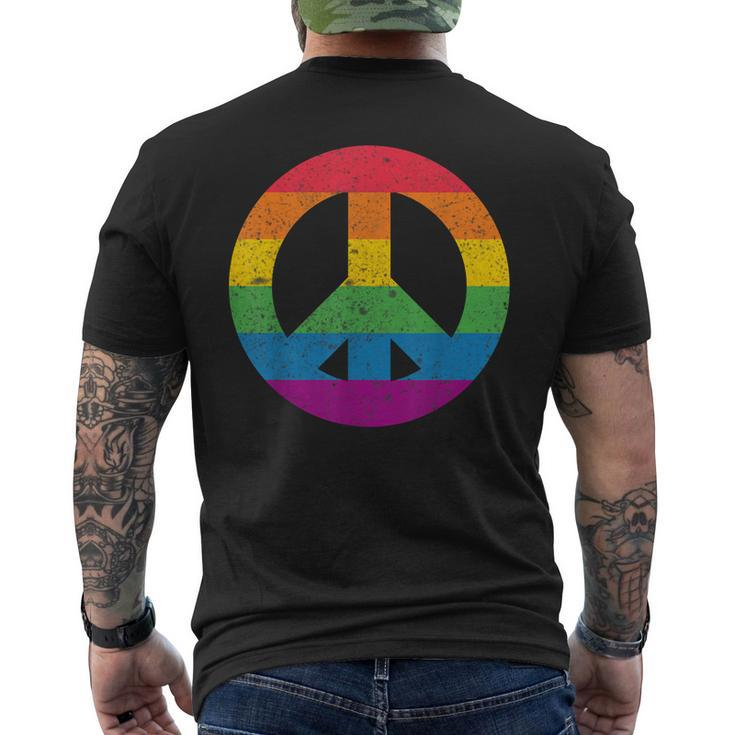 Gay Pride Lgbtq Peace Love 60S 70S Groovy Hippie  Mens Back Print T-shirt