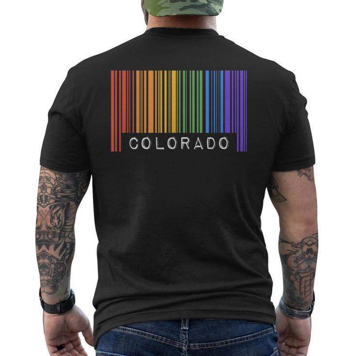 Gay Queer Barcode Pride Colorado Aesthetic Lgbtq Flag Denver  Mens Back Print T-shirt
