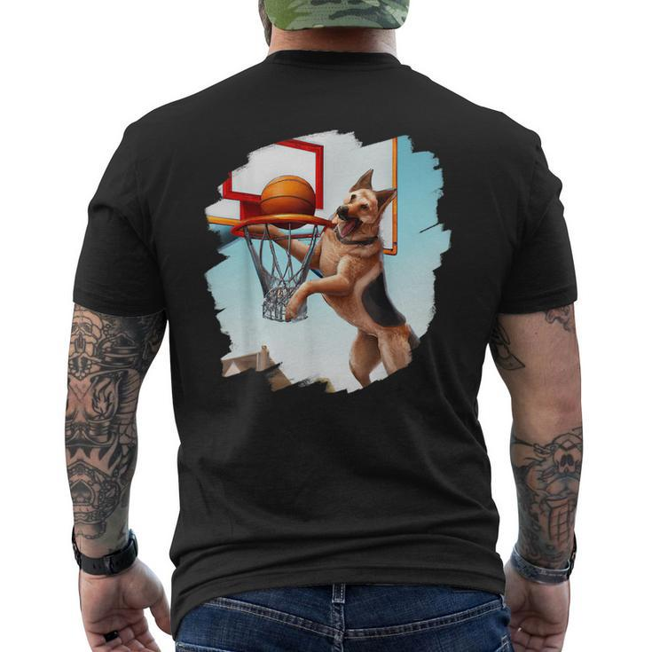 German Shepherd Playing Basketball Funny Dog Basketball Basketball Funny Gifts Mens Back Print T-shirt