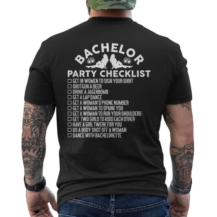 Getting Married Groom Bachelor Party Checklist Men's T-shirt Back Print