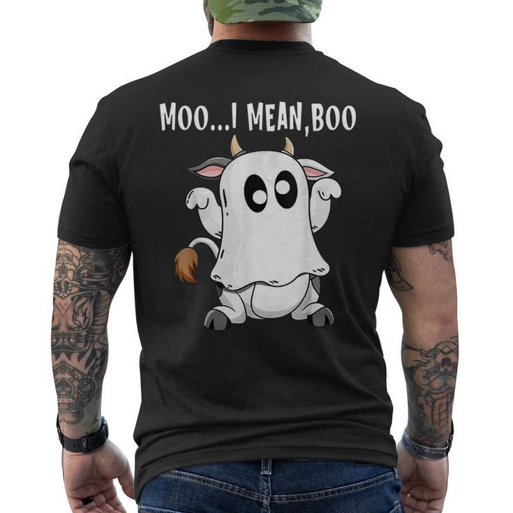 Ghost Cow Moo I Mean Boos Farmer Halloween Costume Men's Back Print T-shirt