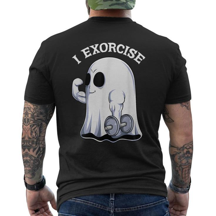 Ghost I Exorcise Funny Gym Exercise Workout Spooky Halloween  Mens Back Print T-shirt