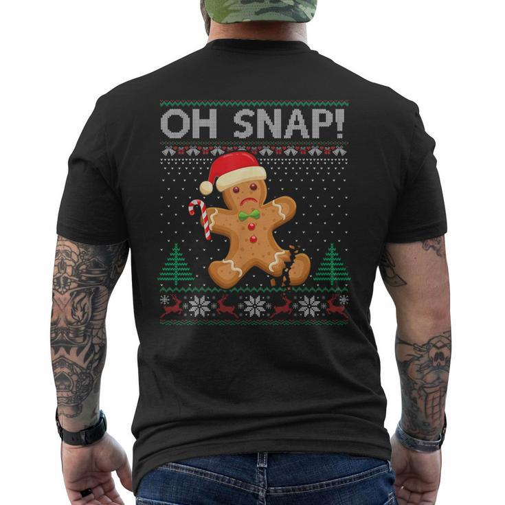 Gingerbread Man Cookie Ugly Sweater Oh Snap Christmas Men's T-shirt Back Print