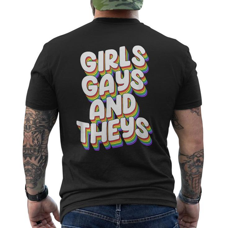 Girls Gays And Theys Lgbtq Pride Parade Ally  Mens Back Print T-shirt