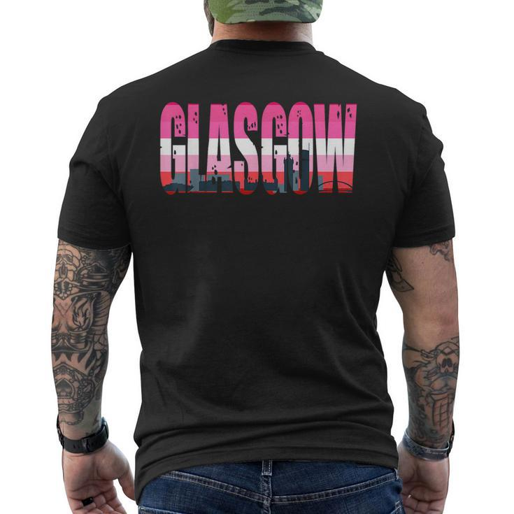 Glasgow Lesbian Flag Pride Support City  Mens Back Print T-shirt