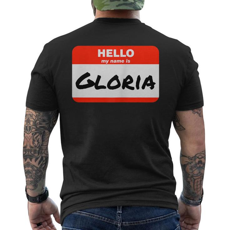 Gloria Name Tag Sticker Work Office Hello My Name Is Gloria Men's Back Print T-shirt