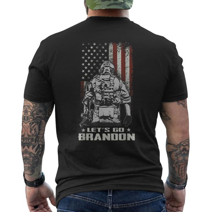 Lets Go Brandon Veteran Us Army Battle Flag Idea Men's Back Print T-shirt