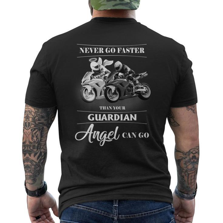 Never Go Faster Than Your Guardian Angel Can Go Motorcycle Men's Back Print T-shirt