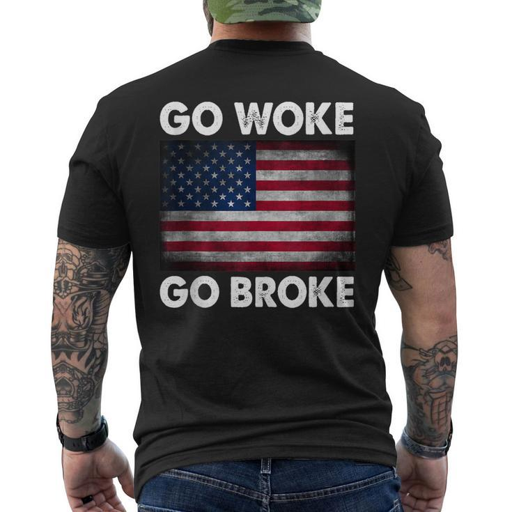 Go Woke Go Broke  Mens Back Print T-shirt