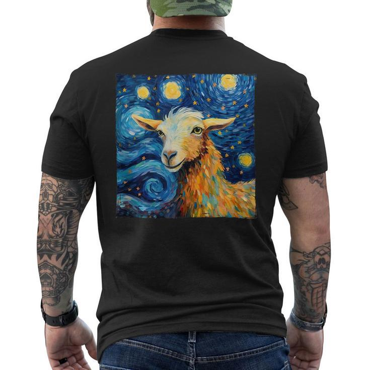Goat Design In The Style Of Van Goghs Iconic Starry Night  Men's Crewneck Short Sleeve Back Print T-shirt